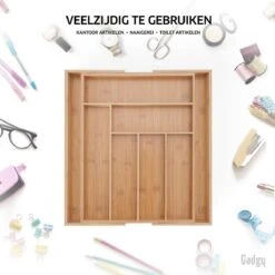 Gadgy Uitschuifbare Bestekbak - Uitschuifbare Bestekcassette Hout - Besteklade - Ladeverdeler - 6/8 Vakken - Bamboe -Keukenheld Verkoopwinkel 1200x1200 200