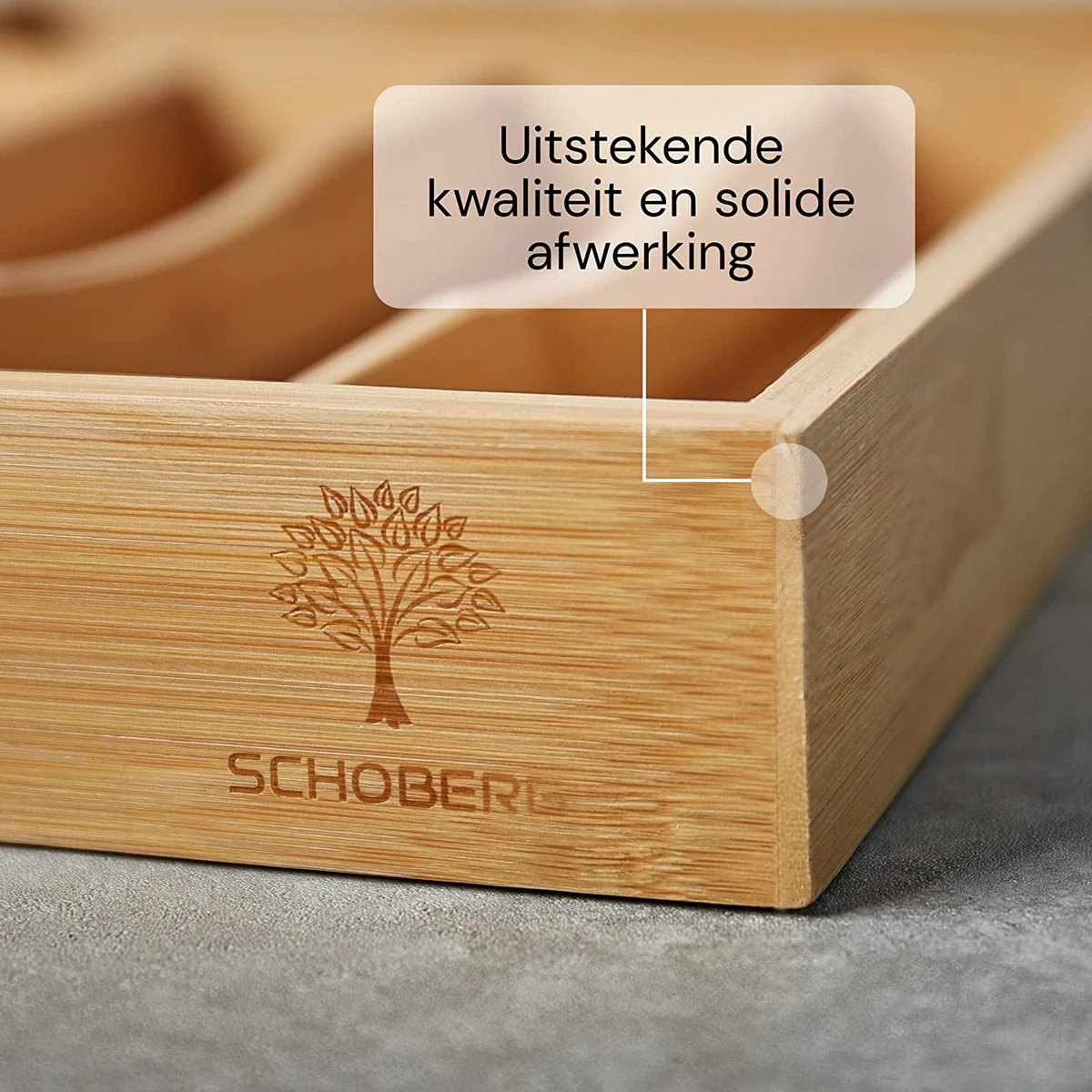 SCHOBERG Houten Bestekbak 34 Cm X 25 Cm X 5 Cm | Bamboe Enkele Keuken Bestekbak | Universele Bestekbak 6 SCHOBERG Houten Bestekbak 34 Cm X 25 Cm X 5 Cm | Bamboe Enkele Keuken Bestekbak | Universele Bestekbak - Afbeelding 6