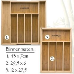 AWEMOZ Bestekbak – Bamboe Besteklade Uitschuifbaar – 5/7 Vakken - Bestekcassette - Bestekhouder Hout - Lade Organizer - Bestek Opbergen - 45 Cm Lang X 30-43 Cm Breed X 4 Cm Hoog 7 AWEMOZ Bestekbak – Bamboe Besteklade Uitschuifbaar – 5/7 Vakken - Bestekcassette - Bestekhouder Hout - Lade Organizer - Bestek Opbergen - 45 Cm Lang X 30-43 Cm Breed X 4 Cm Hoog -Keukenheld Verkoopwinkel 1200x1200 208