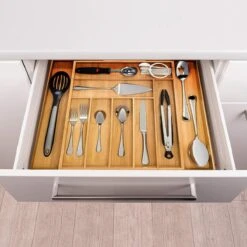 ACAZA Uitschuifbare Bestekbak In Bamboe Hout, Besteklade Met 7 Tot 9 Vakken, Ladeverdeler, Opbergbak, Bestekcassette, Verstelbaar -Keukenheld Verkoopwinkel 1200x1200 222