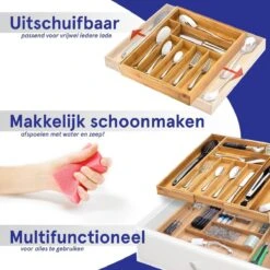 ACAZA Uitschuifbare Bestekbak In Bamboe Hout, Besteklade Met 7 Tot 9 Vakken, Ladeverdeler, Opbergbak, Bestekcassette, Verstelbaar -Keukenheld Verkoopwinkel 1200x1200 224