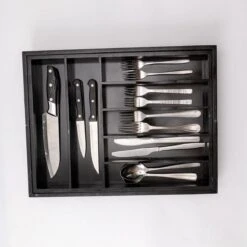 Merkloos Decopatent® Uitschuifbaar Bestekbak - Besteklade - 7 Vaks -> Uitschuifbaar Naar 9 Vakken - Bestekbakken Organizer - Bamboe - Zwart -Keukenheld Verkoopwinkel 1200x1200 229