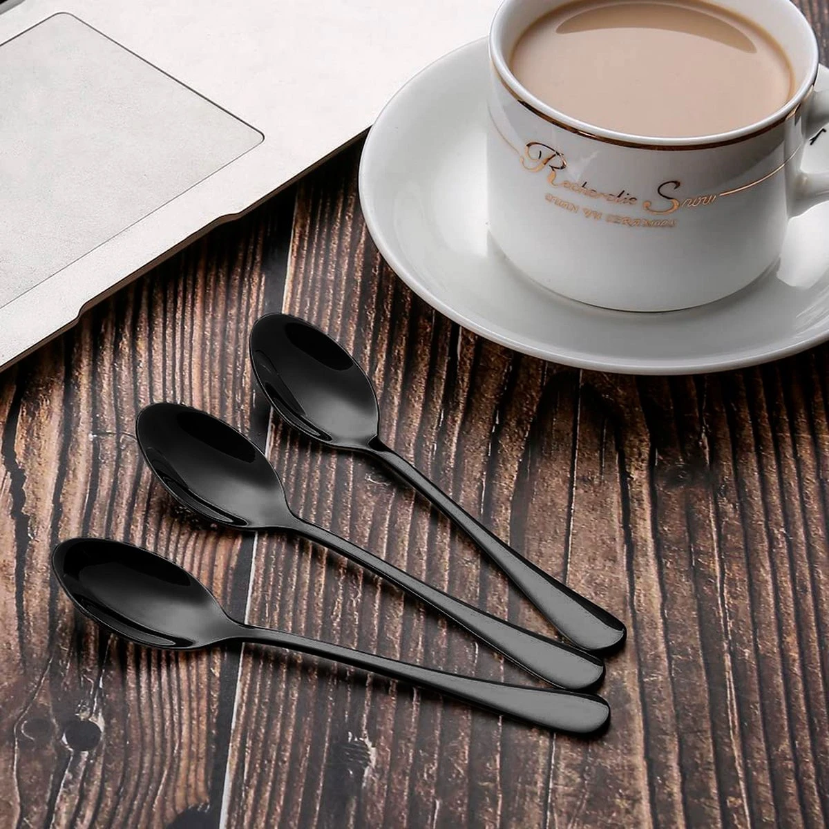 Alheco 6 Ovale Theelepels - 12.3cm - RVS Theelepeltjes - Zwart 3 Alheco 6 Ovale Theelepels - 12.3cm - RVS Theelepeltjes - Zwart - Afbeelding 3