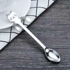 Merkloos 4 Theelepels Hangende Kat - Katten Koffielepel - RVS - Zilverkleurig -Keukenheld Verkoopwinkel 1200x1200 322