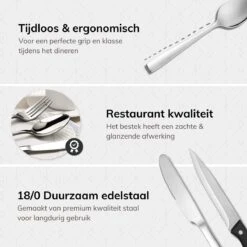 Deleca 6 Persoons Bestekset (36-delig) - Lepels, Messen, Vorken & Steakmessen - Vaatwasserbestendig - Zilver / RVS 15 Deleca 6 Persoons Bestekset (36-delig) - Lepels, Messen, Vorken & Steakmessen - Vaatwasserbestendig - Zilver / RVS -Keukenheld Verkoopwinkel 1200x1200 45