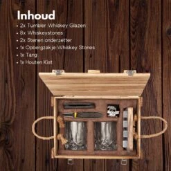 Whiskey Set - Incl. 2 Whiskey Glazen, 8 Whiskey Stones, 2 Onderzetters, Fluwelen Opbergzak, Opbergbox - Whisky Geschenkdoos - Glas - Herbruikbare IJsblokjes - Whiskey Stenen Voor Glazen - Peaky Blinders - Cadeau Voor Man & Vrouw -Keukenheld Verkoopwinkel 1200x1200 550