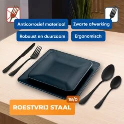 Strex Bestekset 6 Persoons - Zwart - 36-delig - Roestvrij Staal - Lepels, Messen, Vorken En Steakmessen - Hoogwaardige Kwaliteit 13 Strex Bestekset 6 Persoons - Zwart - 36-delig - Roestvrij Staal - Lepels, Messen, Vorken En Steakmessen - Hoogwaardige Kwaliteit -Keukenheld Verkoopwinkel 1200x1200 63