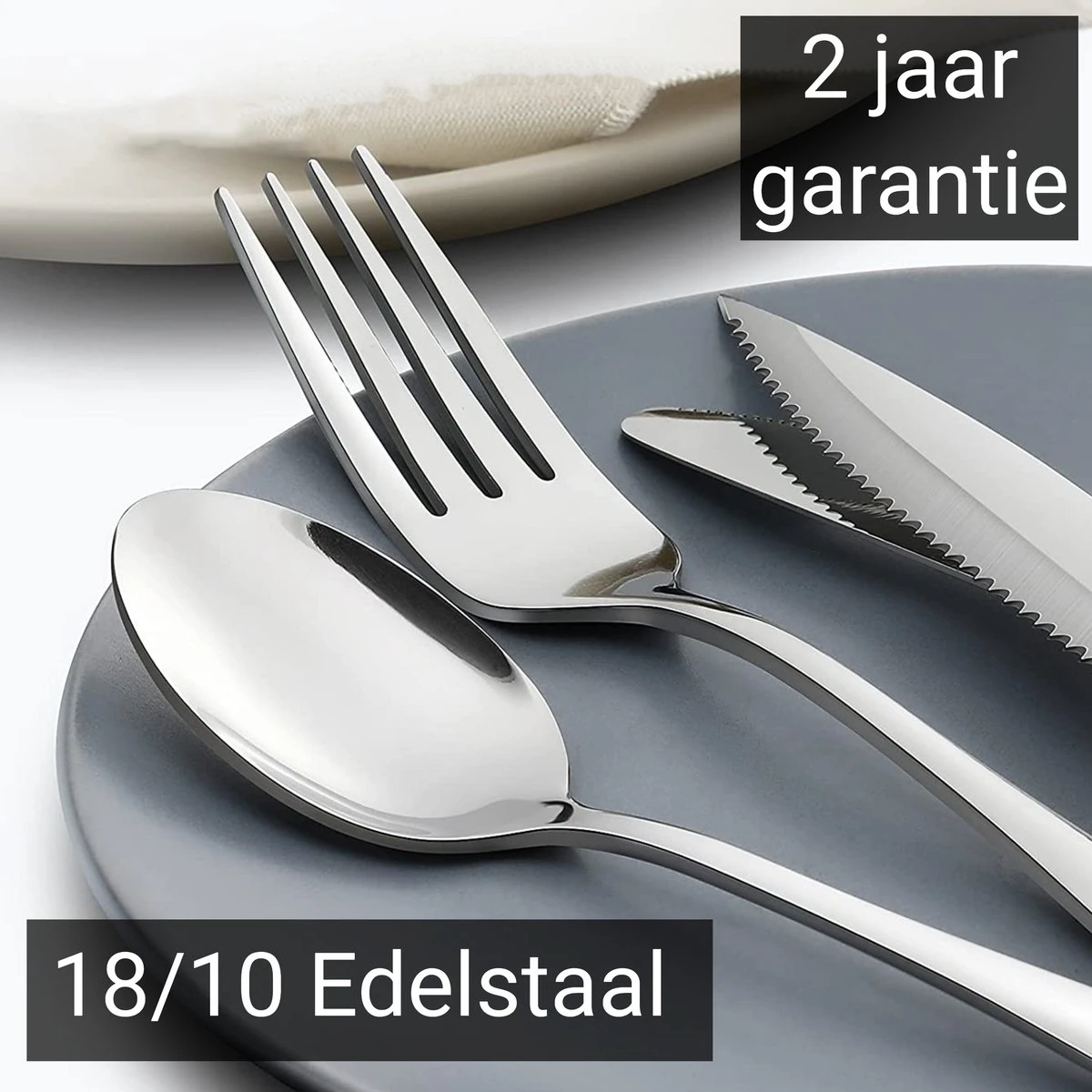 Perow 6 Persoons Bestekset – 36 Delig – 18/10 Edelstaal – Lepels, Messen, Vorken & Steakmessen – Vaatwasserbestendig – Zilver - Serviessets 2 Perow 6 Persoons Bestekset – 36 Delig – 18/10 Edelstaal – Lepels, Messen, Vorken & Steakmessen – Vaatwasserbestendig – Zilver - Serviessets - Afbeelding 2