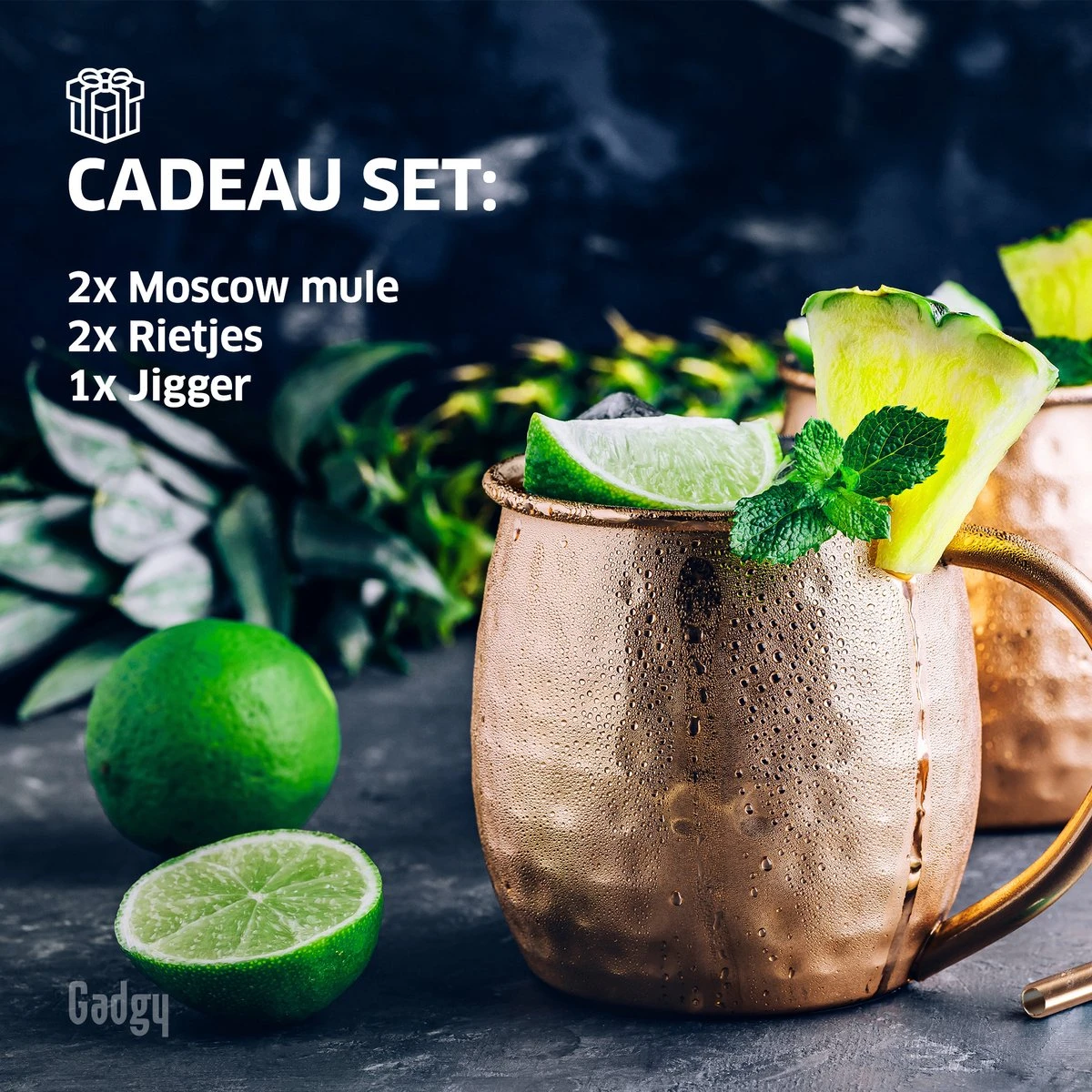 Gadgy Moscow Mule Bekers Set - 100% Koper - Cocktailset : 2 Cocktailglazen, 2 Rietjes & 1 Barmaatje 5 Gadgy Moscow Mule Bekers Set - 100% Koper - Cocktailset : 2 Cocktailglazen, 2 Rietjes & 1 Barmaatje - Afbeelding 5