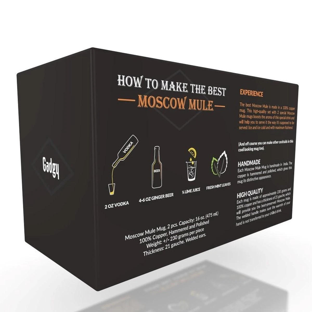 Gadgy Moscow Mule Bekers Set - 100% Koper - Cocktailset : 2 Cocktailglazen, 2 Rietjes & 1 Barmaatje 7 Gadgy Moscow Mule Bekers Set - 100% Koper - Cocktailset : 2 Cocktailglazen, 2 Rietjes & 1 Barmaatje - Afbeelding 7