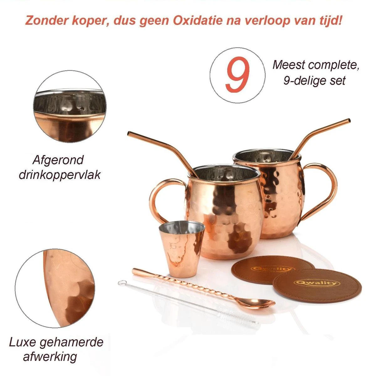 Luxe Moscow Mule Beker Set – Cocktail Set - Inclusief 2 Heerlijke Mule Recepten - Luxe Cadeau Man Vrouw - 500ml – Qwality 2 Luxe Moscow Mule Beker Set – Cocktail Set - Inclusief 2 Heerlijke Mule Recepten - Luxe Cadeau Man Vrouw - 500ml – Qwality - Afbeelding 2