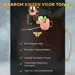 Toivo Moscow Mule Bekers Deluxe 2 Stuks - Brons - 500 Ml - Inclusief RVS Rietjes - Cocktailglas - Bekers -Keukenheld Verkoopwinkel 1200x1200 745