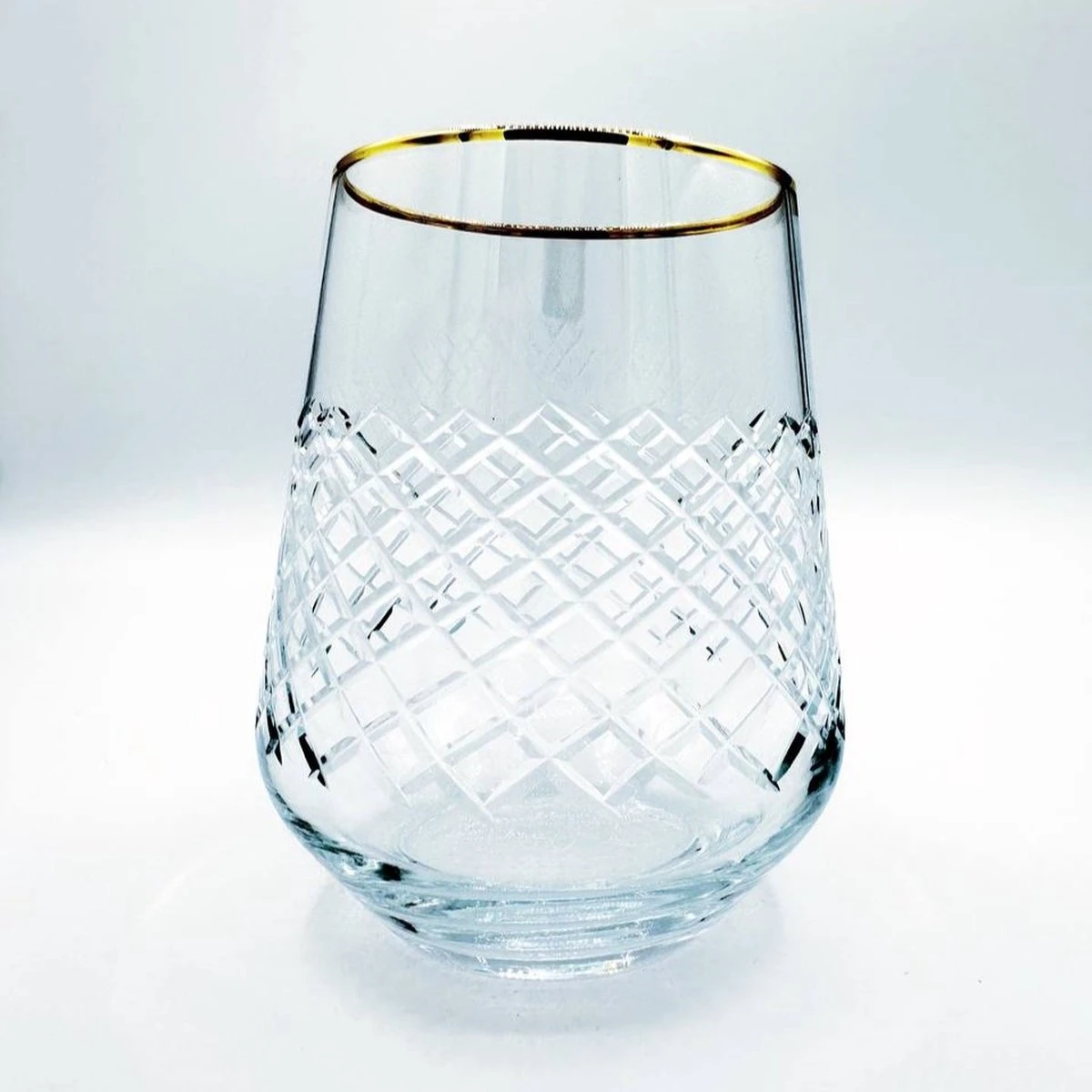 Bohem's - 6 Stuks Handgesneden Drinkglas 'Belinda Gold' - Gehard Glas - Minimalistisch Design 1 Bohem's - 6 Stuks Handgesneden Drinkglas 'Belinda Gold' - Gehard Glas - Minimalistisch Design