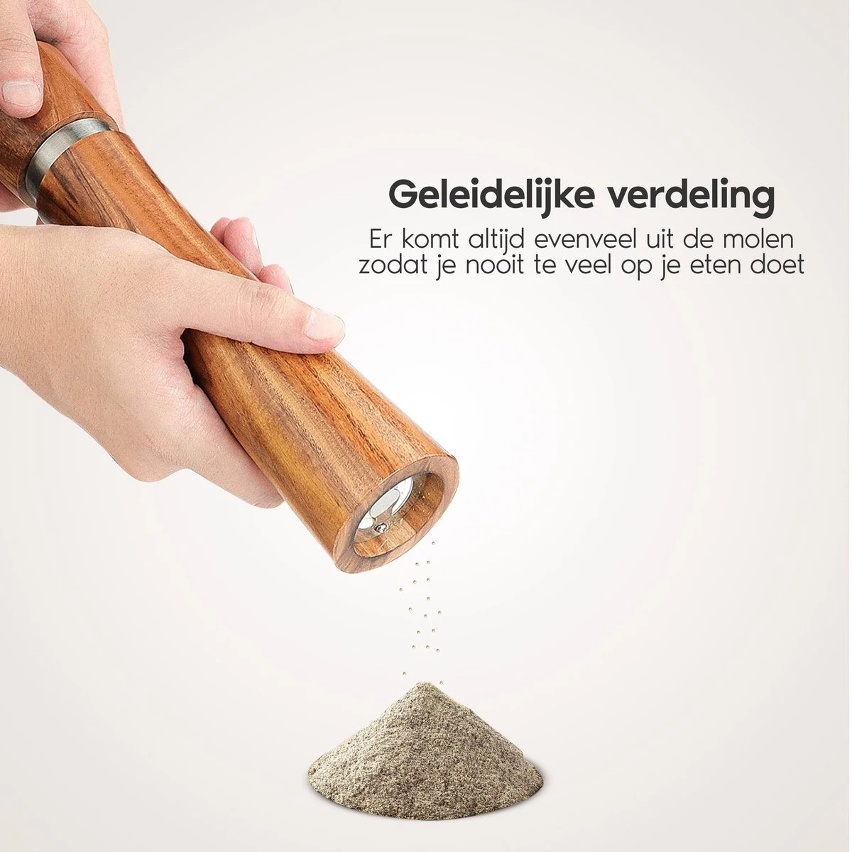 Luxe Peper En Zoutmolen Set - Pepermolen - Acacia Hout - RVS - 21cm 7 Luxe Peper En Zoutmolen Set - Pepermolen - Acacia Hout - RVS - 21cm - Afbeelding 7