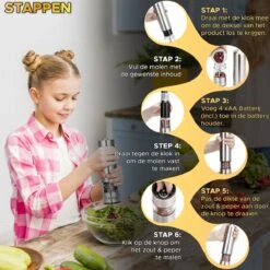 Toivo Kitchen Elektrische Zout En Pepermolen 2 Stuks - Incl. 8 AA Batterijen - Zilver - Verstelbare Maalgraad - Keukengerei - Kruidenmolen - Peper- En Zoutstel -Keukenheld Verkoopwinkel 1200x1200 853