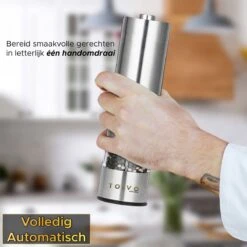 Toivo Kitchen Elektrische Zout En Pepermolen 2 Stuks - Incl. 8 AA Batterijen - Zilver - Verstelbare Maalgraad - Keukengerei - Kruidenmolen - Peper- En Zoutstel -Keukenheld Verkoopwinkel 1200x1200 855