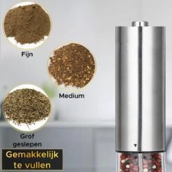Toivo Kitchen Elektrische Zout En Pepermolen 2 Stuks - Incl. 8 AA Batterijen - Zilver - Verstelbare Maalgraad - Keukengerei - Kruidenmolen - Peper- En Zoutstel -Keukenheld Verkoopwinkel 1200x1200 857