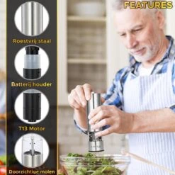 Toivo Kitchen Elektrische Zout En Pepermolen 2 Stuks - Incl. 8 AA Batterijen - Zilver - Verstelbare Maalgraad - Keukengerei - Kruidenmolen - Peper- En Zoutstel -Keukenheld Verkoopwinkel 1200x1200 858