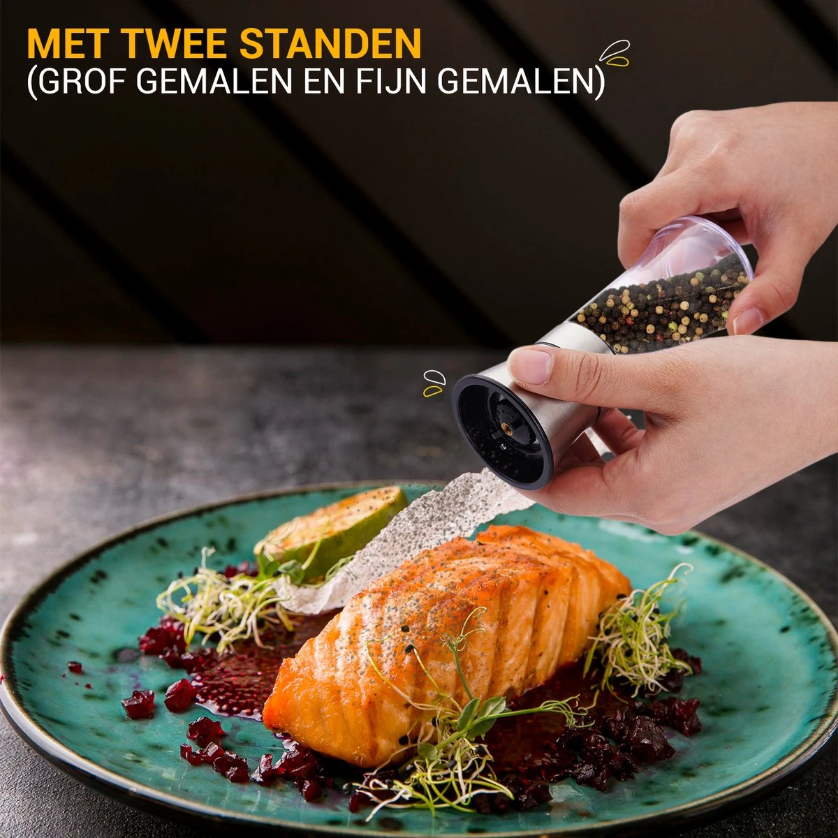 Pepermolen - Peper En Zoutmolen Set - Comfortabele Grip - Stevig Materiaal 4 Pepermolen - Peper En Zoutmolen Set - Comfortabele Grip - Stevig Materiaal - Afbeelding 4