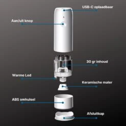 GOV Elektrische Peper- En Zoutmolen Set Zwart Oplaadbaar - Pepermolen - Kruidenmolen 9 GOV Elektrische Peper- En Zoutmolen Set Zwart Oplaadbaar - Pepermolen - Kruidenmolen -Keukenheld Verkoopwinkel 1200x1200 875