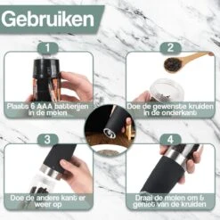 Kitchen Deluxe® Peper En Zoutmolen Set Elektrisch - Kruidenmolen Incl. Standaard En Kookboek - Gravitatie - RVS 9 Kitchen Deluxe® Peper En Zoutmolen Set Elektrisch - Kruidenmolen Incl. Standaard En Kookboek - Gravitatie - RVS -Keukenheld Verkoopwinkel 1200x1200 878