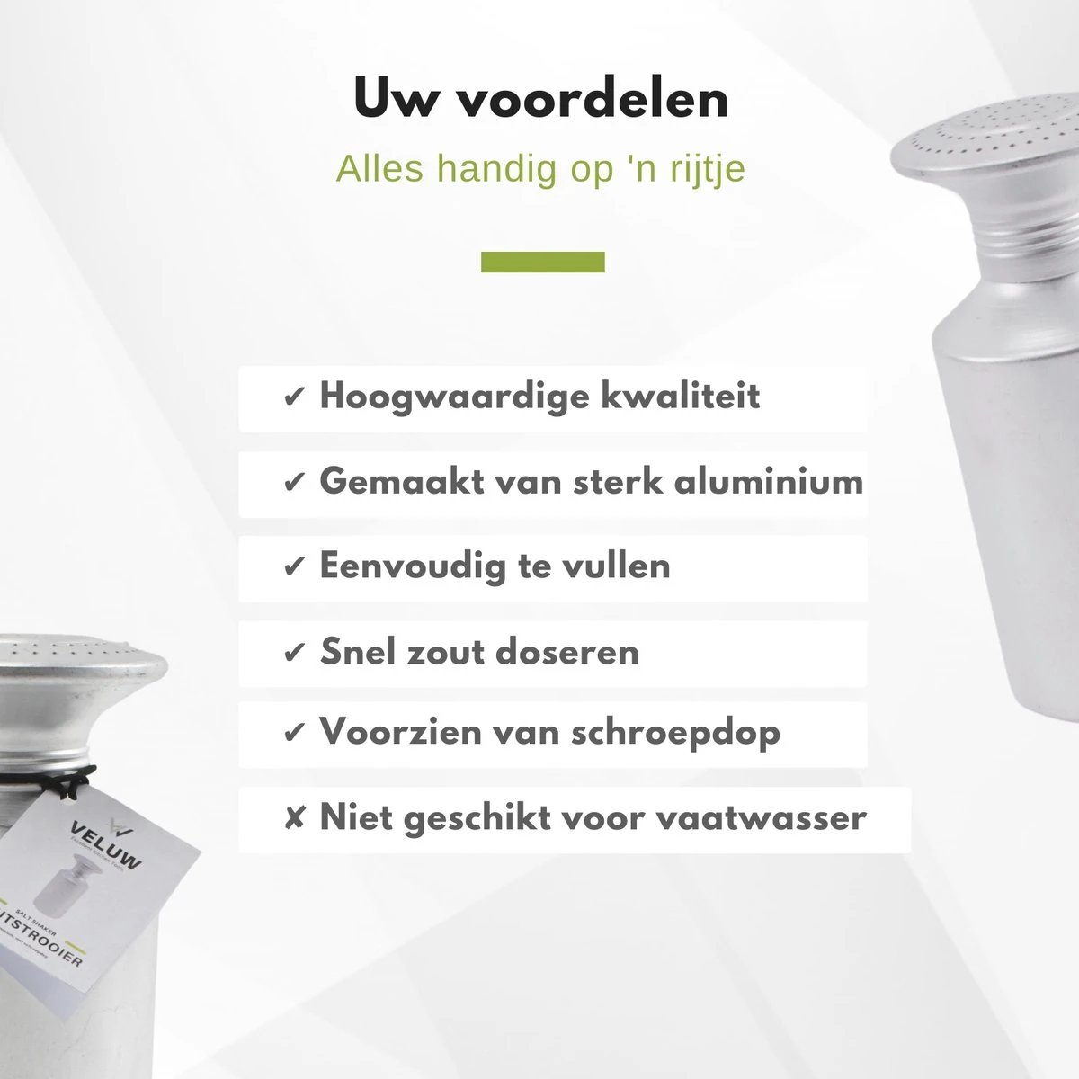 Veluw Zoutstrooier Aluminium - Professionele Zoutstrooier Horeca - Met Schroefdop - Ø8x(H)19,5cm 4 Veluw Zoutstrooier Aluminium - Professionele Zoutstrooier Horeca - Met Schroefdop - Ø8x(H)19,5cm - Afbeelding 4