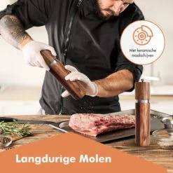 Luxe Peper En Zoutmolen Set - Pepermolen - Acacia Hout - RVS - 21cm Rond -Keukenheld Verkoopwinkel 1200x1200 901