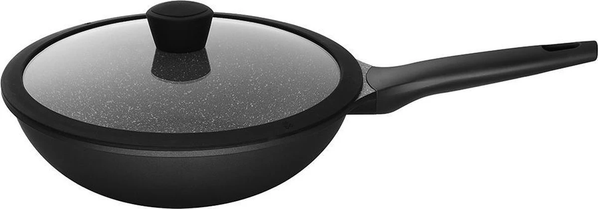 Sola - Wokpan Fair Cooking Zwart/wit Greblon Anti Aanbaklaag 1 Sola - Wokpan Fair Cooking Zwart/wit Greblon Anti Aanbaklaag