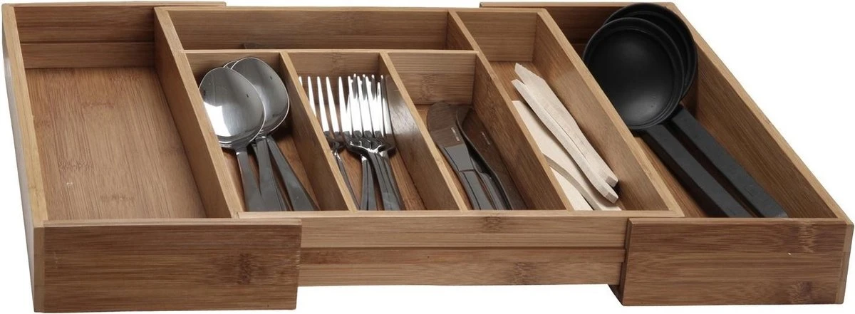 Excellent Houseware Bestekbak Hout Uitschuifbaar 1 Excellent Houseware Bestekbak Hout Uitschuifbaar