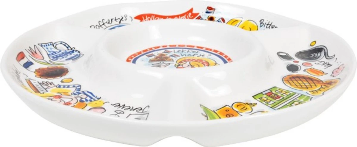 Serveerschaal - 23 Cm - Serveerschaal Met Vakjes - Hollandse Cadeautjes - Holland Souvenir - Typisch Nederlands 2 Serveerschaal - 23 Cm - Serveerschaal Met Vakjes - Hollandse Cadeautjes - Holland Souvenir - Typisch Nederlands - Afbeelding 2