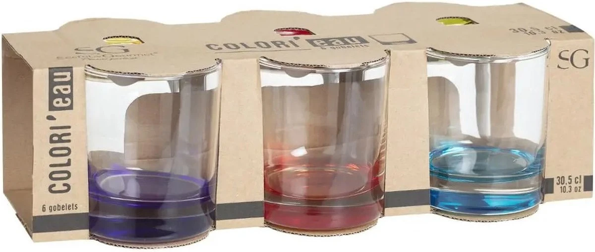 Set Van 12x Stuks Tumbler Glazen Colori 300 Ml Van Glas - Drinkglazen - Waterglazen 2 Set Van 12x Stuks Tumbler Glazen Colori 300 Ml Van Glas - Drinkglazen - Waterglazen - Afbeelding 2