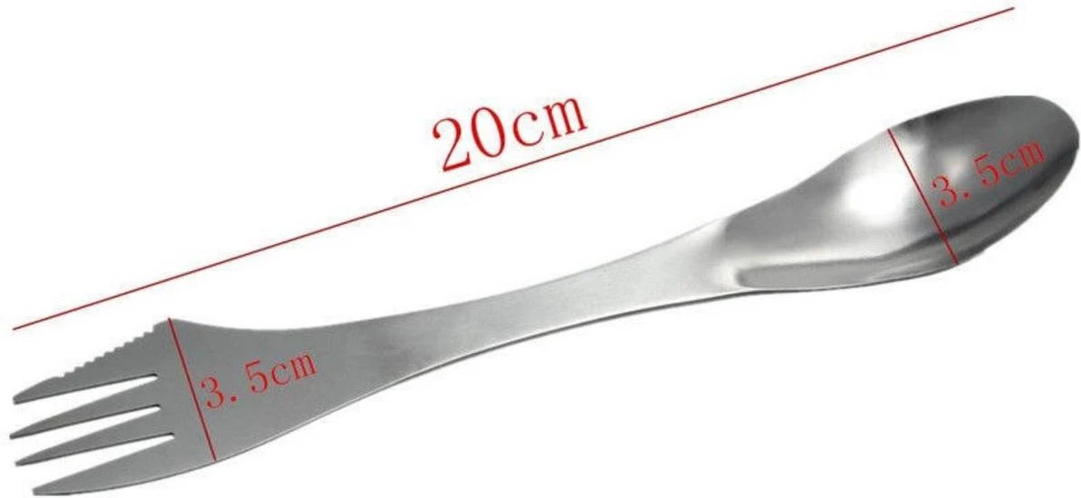Usables Spork - 3 In 1 - Bestekset - Mes, Vork En Lepel - Milieuvriendelijk - Roestvrijstaal - RVS - Duurzaam - Hiking - Camping - Herbruikbaar 3 Usables Spork - 3 In 1 - Bestekset - Mes, Vork En Lepel - Milieuvriendelijk - Roestvrijstaal - RVS - Duurzaam - Hiking - Camping - Herbruikbaar - Afbeelding 3