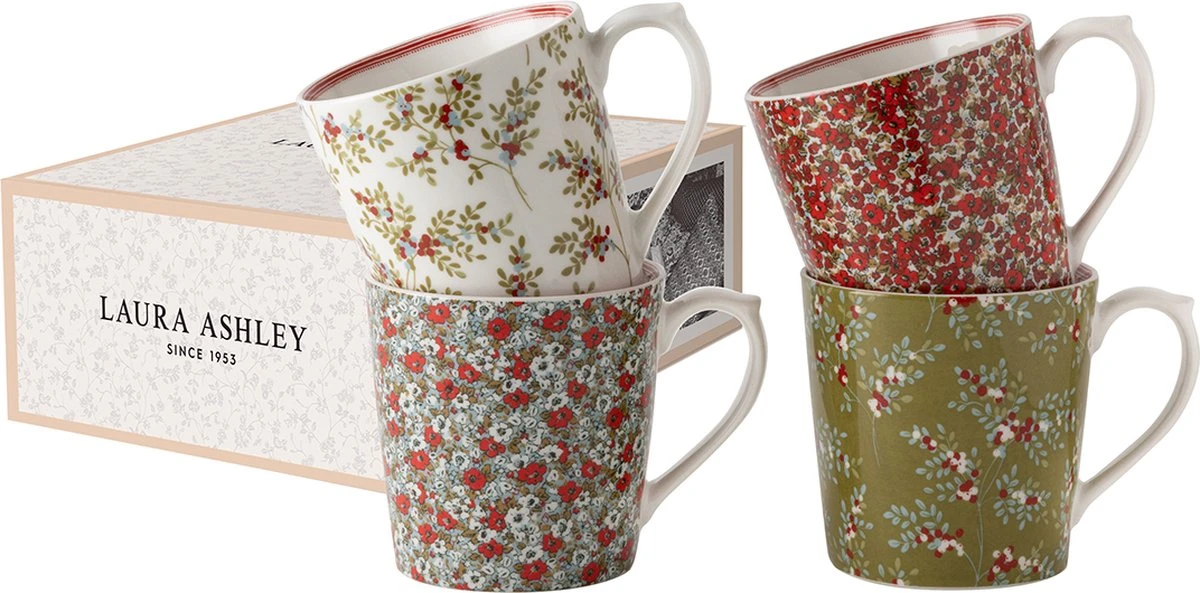 Laura Ashley Stockbridge Collectables - Laura Ashley Giftset 4 Bekers 32 Cl. 2 Laura Ashley Stockbridge Collectables - Laura Ashley Giftset 4 Bekers 32 Cl. - Afbeelding 2
