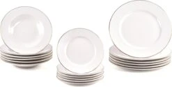 LeRijn® Serviesset Deventer 6 Persoons - 18 Delig - Licht Crème Wit Met Gouden Rand En Motief - Dinerborden - Soepborden - Dessertborden - Borden Servies - Bordenset -Keukenheld Verkoopwinkel 1200x612 5