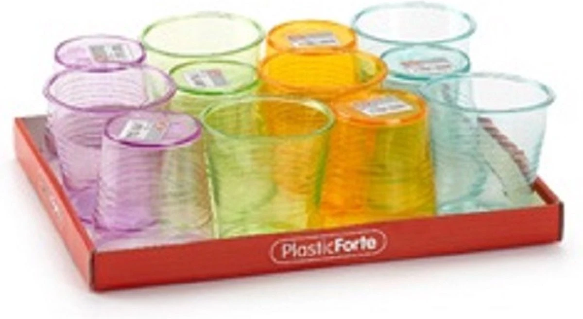12x Stuks Drinkglazen/limonadeglazen Gekleurd 200 Ml - Sapglazen/waterglazen Onbreekbaar Kunststof Voor Kinderen 1 12x Stuks Drinkglazen/limonadeglazen Gekleurd 200 Ml - Sapglazen/waterglazen Onbreekbaar Kunststof Voor Kinderen