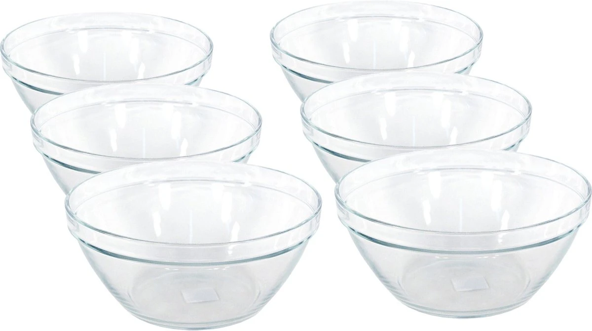 1x Glazen Chipsschalen/keukenschalen Pompei 26 Cm/3.6 Liter - Schalen/kommen/mengkommen Van Glas 2 1x Glazen Chipsschalen/keukenschalen Pompei 26 Cm/3.6 Liter - Schalen/kommen/mengkommen Van Glas - Afbeelding 2