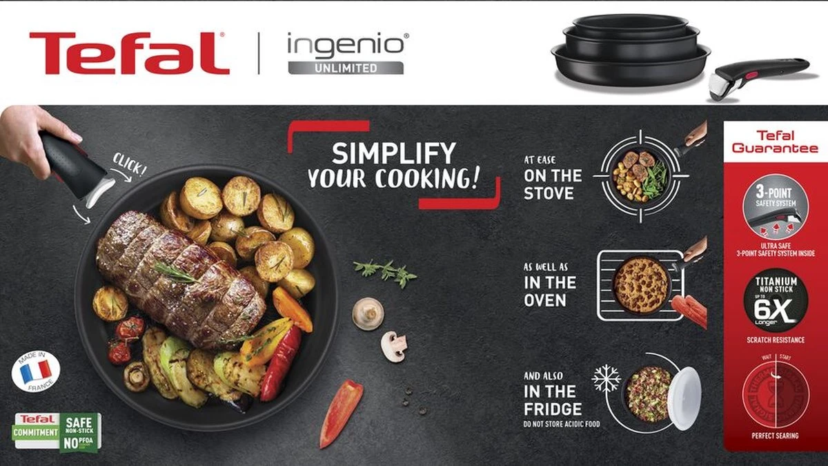Tefal Ingenio Unlimited Pannenset - Koekenpannen Ø24 En 28 Cm + Handgreep 14 Tefal Ingenio Unlimited Pannenset - Koekenpannen Ø24 En 28 Cm + Handgreep - Afbeelding 14