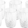 Merkloos 6x Stuks Herbruikbare Kunststof Drinkglazen/waterglazen 400 Ml Met Kristaleffect