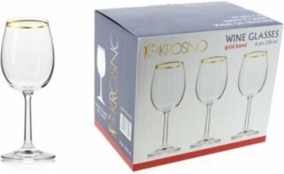 Krosno Wijnglas Goldline - 25 Cl - Transparant Goud - 6 Stuk(s) 1 Krosno Wijnglas Goldline - 25 Cl - Transparant Goud - 6 Stuk(s)