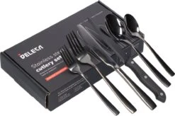 Deleca 6 Persoons Bestekset (36-delig) - Lepels, Messen, Vorken & Steakmessen - Vaatwasserbestendig - Zwart / RVS 19 Deleca 6 Persoons Bestekset (36-delig) - Lepels, Messen, Vorken & Steakmessen - Vaatwasserbestendig - Zwart / RVS -Keukenheld Verkoopwinkel 1200x796