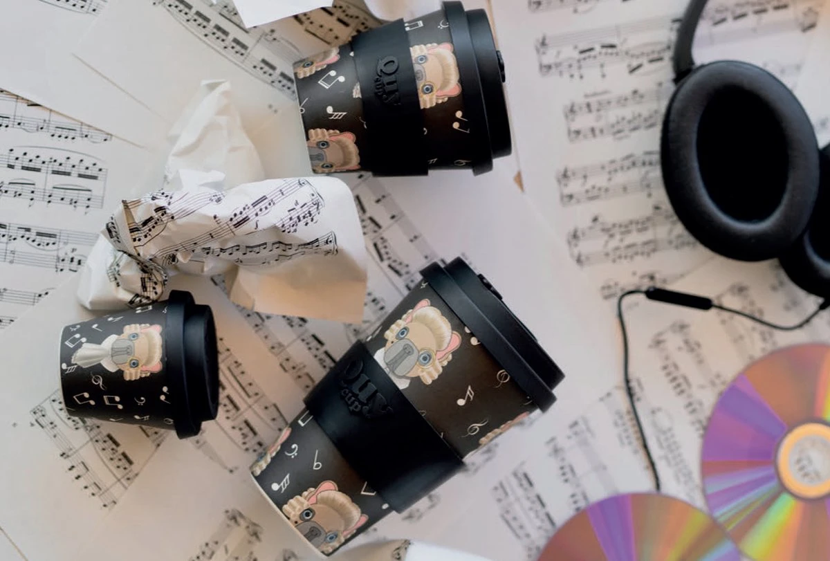 Quy Cup - 90ml Ecologische Reis Beker - Espressobeker “Peanuts Snoopy Music” Met Zwarte Siliconen Deksel 9 Quy Cup - 90ml Ecologische Reis Beker - Espressobeker “Peanuts Snoopy Music” Met Zwarte Siliconen Deksel - Afbeelding 9