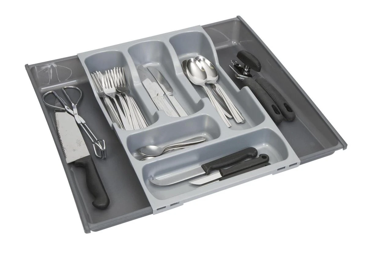 Curver Bestekbak - 5 Vaks - Uitschuifbaar Naar 7 Vaks - 42x30/52x6 Cm 4 Curver Bestekbak - 5 Vaks - Uitschuifbaar Naar 7 Vaks - 42x30/52x6 Cm - Afbeelding 4