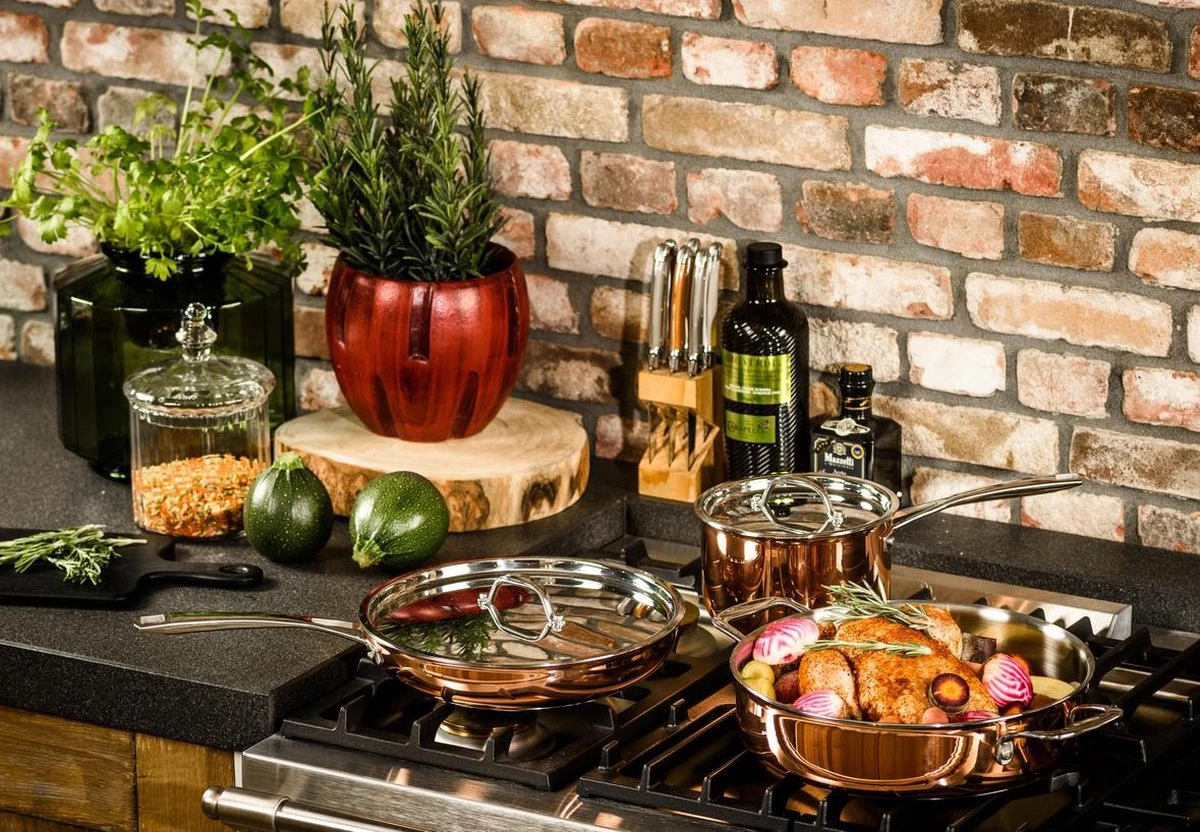 Koekenpan Ø26cm Met Deksel - Inductie - Koper - DUCQ 4 Koekenpan Ø26cm Met Deksel - Inductie - Koper - DUCQ - Afbeelding 4