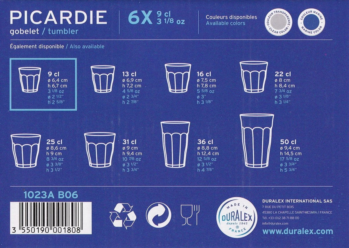 Duralex Picardie Kleine Espresso Waterglas 9 Cl - Gehard Glas - 6 Stuks 4 Duralex Picardie Kleine Espresso Waterglas 9 Cl - Gehard Glas - 6 Stuks - Afbeelding 4