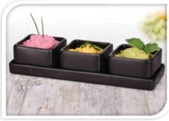 Excellent Houseware Amuse/tapas/saus Schaaltjes Met Serveerplankje - Aardewerk - Mat Zwart -Keukenheld Verkoopwinkel 1200x858 4