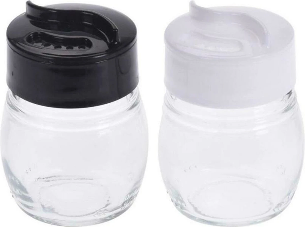 Excellent Houseware Setje Van 2x Stuks Peper En Zout Vaatjes / Strooiers Van Glas 5 X 7 Cm - Peper En Zout Stel 1 Excellent Houseware Setje Van 2x Stuks Peper En Zout Vaatjes / Strooiers Van Glas 5 X 7 Cm - Peper En Zout Stel