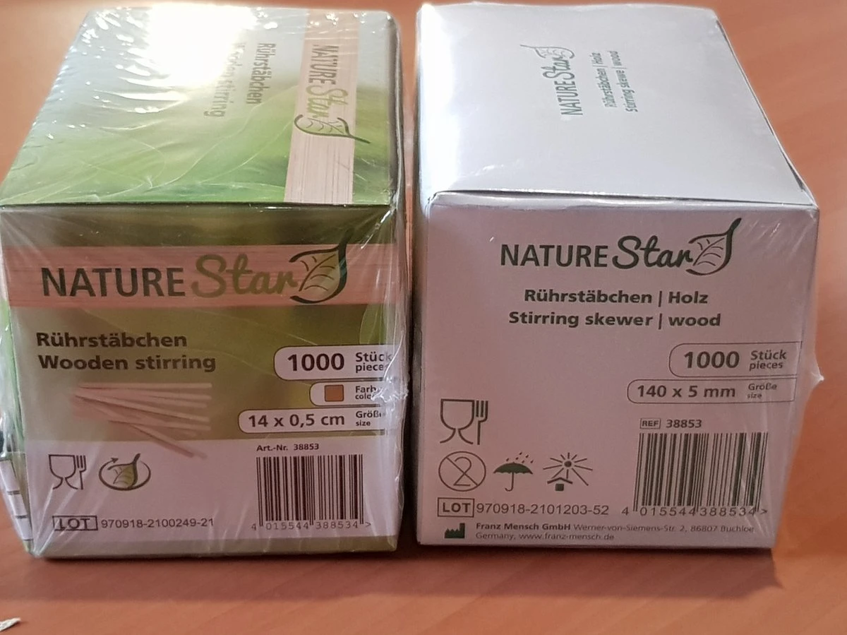 Merkloos NatureStar Wegwerp Houten Roerstaafjes 14 Cm BIO 1000 Stuks In Handige Hygiënische (dispenser)doos 3 Merkloos NatureStar Wegwerp Houten Roerstaafjes 14 Cm BIO 1000 Stuks In Handige Hygiënische (dispenser)doos - Afbeelding 3