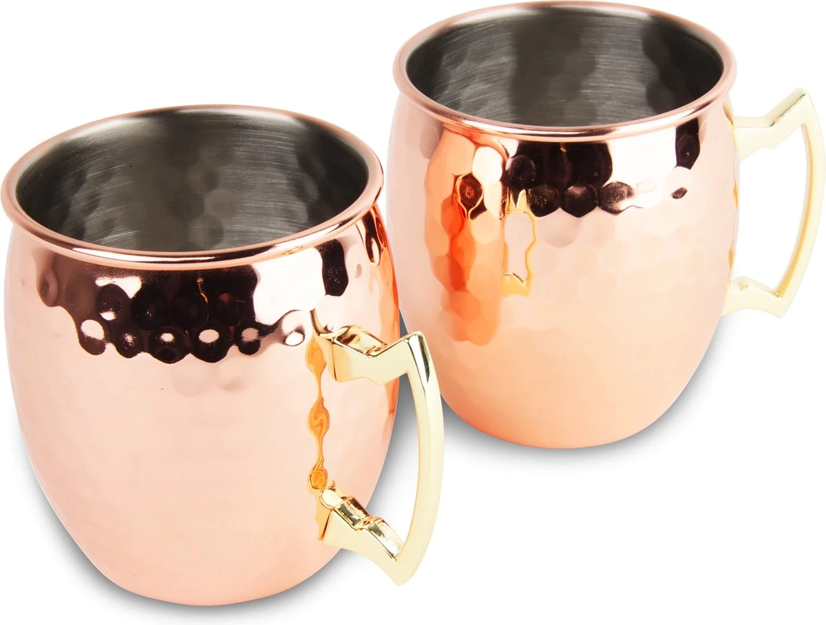 Ubian Moscow Mule Bekers – Inclusief 2 RVS Rietjes & 1 Barmaatje / Jigger – Koperen Beker – 2 Stuks 2 Ubian Moscow Mule Bekers – Inclusief 2 RVS Rietjes & 1 Barmaatje / Jigger – Koperen Beker – 2 Stuks - Afbeelding 2