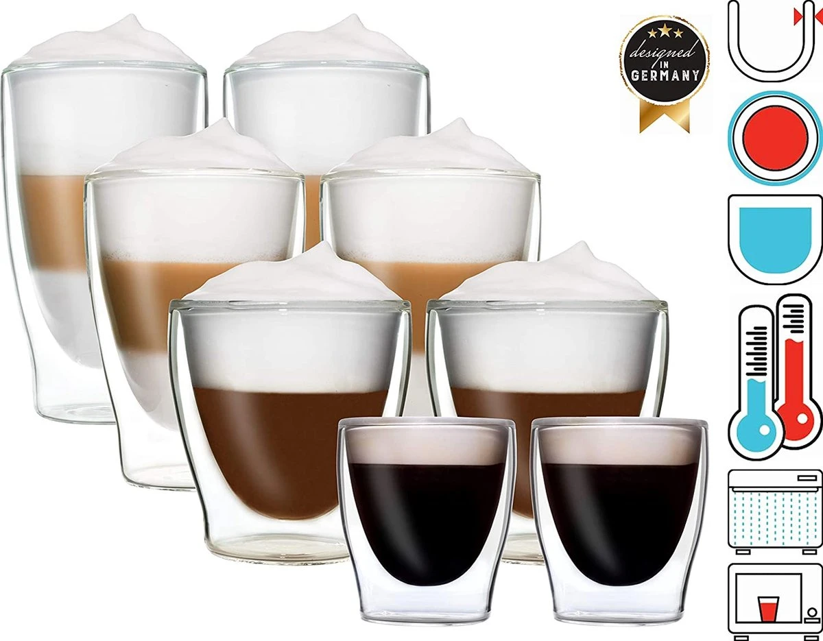 DUOS Gläser 2x (80, 200, 310, 400ml) - Feelino Dubbelwandige Glazen/thermoglazen/theeglazen/koffieglazen Met Zweefeffect Houden Dranken Langer Warm En Langer Koud 5 DUOS Gläser 2x (80, 200, 310, 400ml) - Feelino Dubbelwandige Glazen/thermoglazen/theeglazen/koffieglazen Met Zweefeffect Houden Dranken Langer Warm En Langer Koud - Afbeelding 5