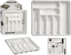 Kunststof Bestekbak/bestekhouder 7-vaks Wit 42 X 39 Cm - Keukenlade/besteklade Inzetbakken -Keukenheld Verkoopwinkel 1200x941